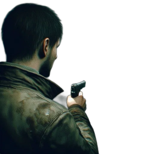 jacket, weapon, face, staff transparent PNG cut-out