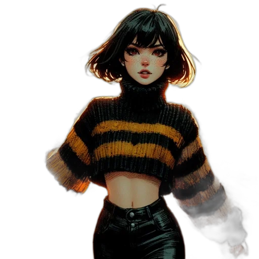 jacket, dress, creature, hair transparent PNG cut-out