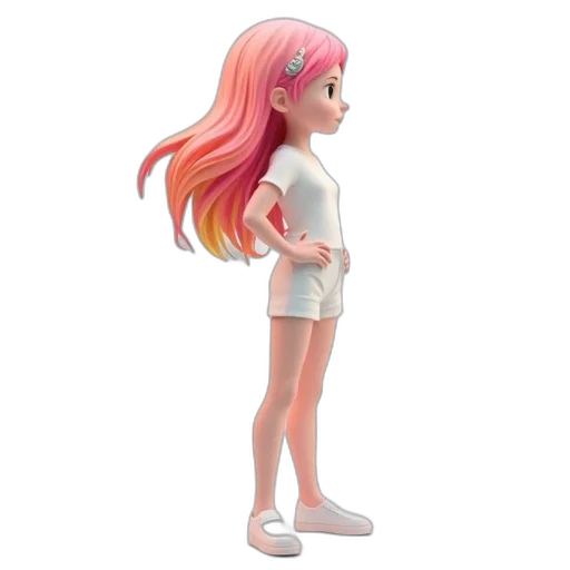 dress, hair, staff, creature transparent PNG cut-out
