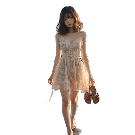dress, jewelry, shoes, staff transparent PNG cut-out