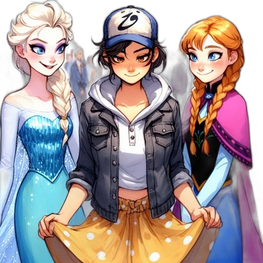 crown, dress, comic book art, fantasy art transparent PNG cut-out
