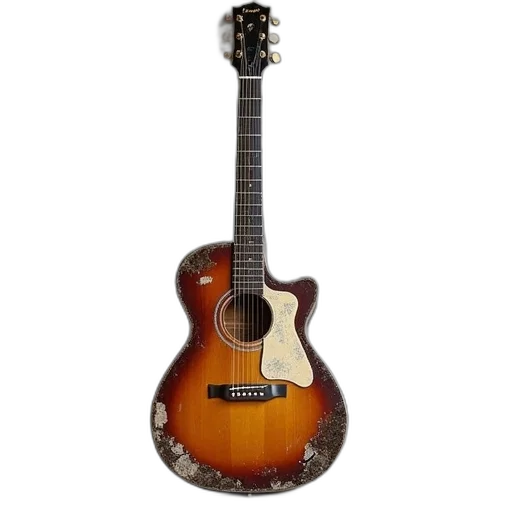 3d render, weathered, worn, guitar transparent PNG cut-out
