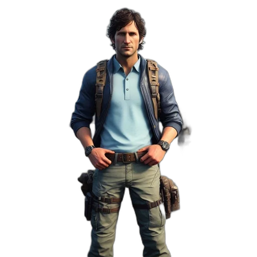 jacket, staff, weapon, face transparent PNG cut-out