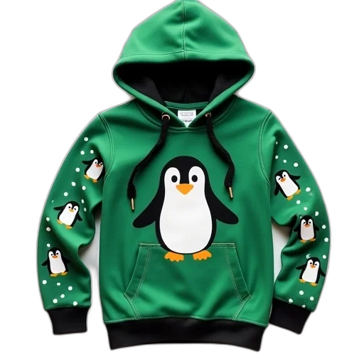 jacket, green, hoodie, penguin transparent PNG cut-out