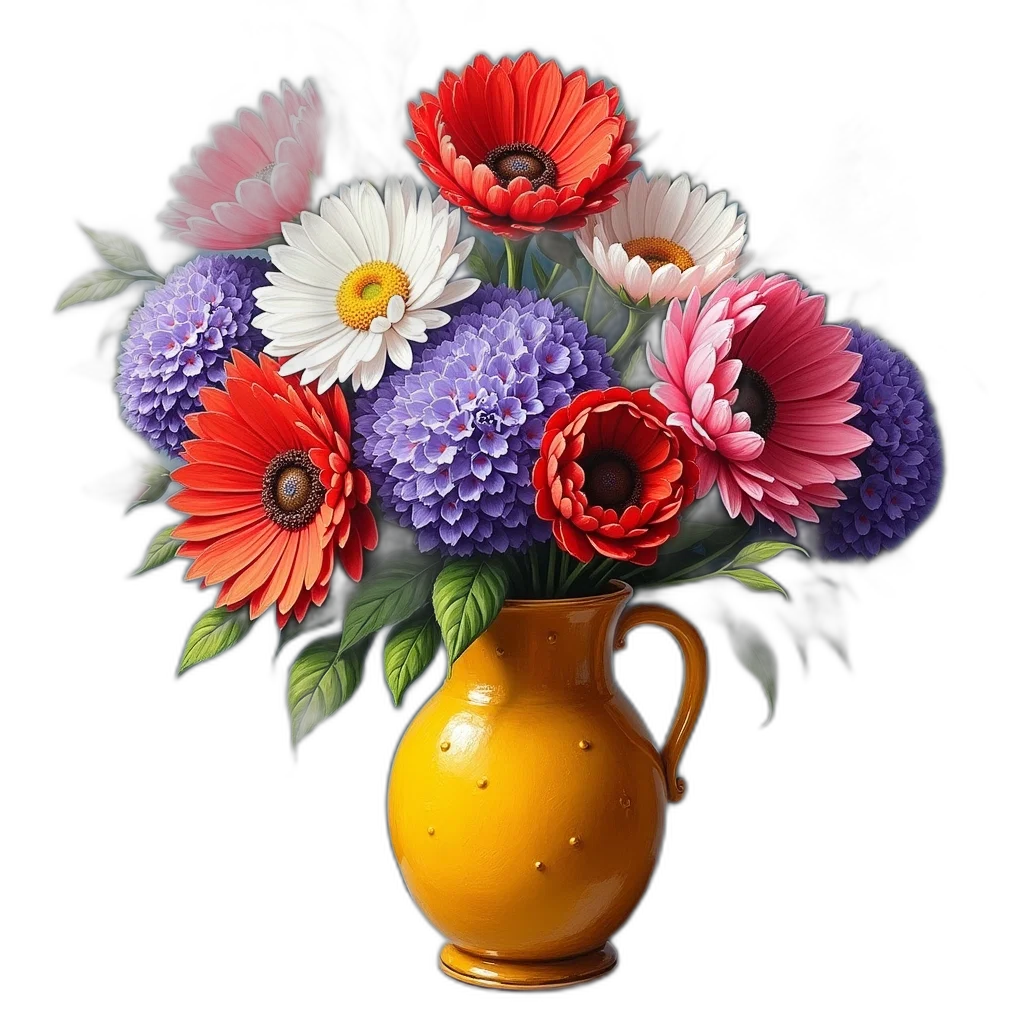 flower, crown, photorealistic, oil painting transparent PNG cut-out