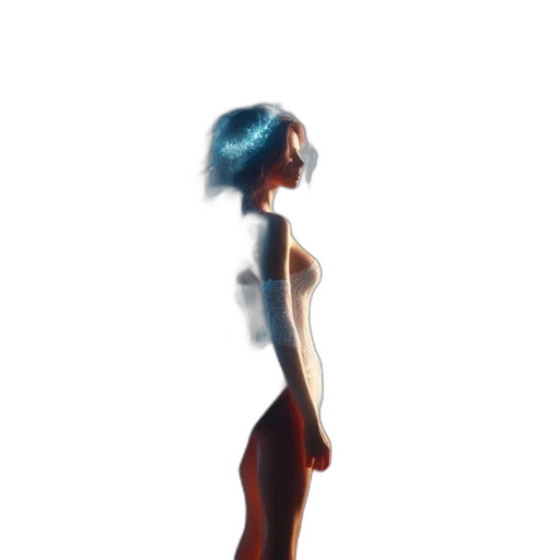 dress, robot, creature, staff transparent PNG cut-out