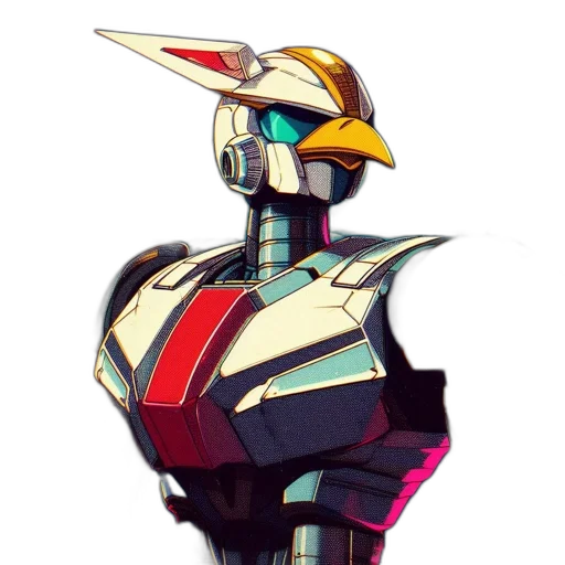 robot, weapon, concept art, vaporwave transparent PNG cut-out