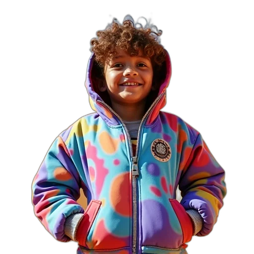 jacket, photorealistic, kid, splash transparent PNG cut-out