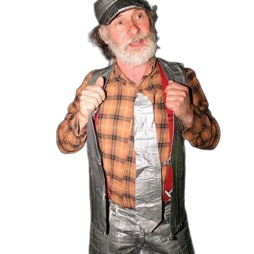 jacket, hat, staff, man transparent PNG cut-out