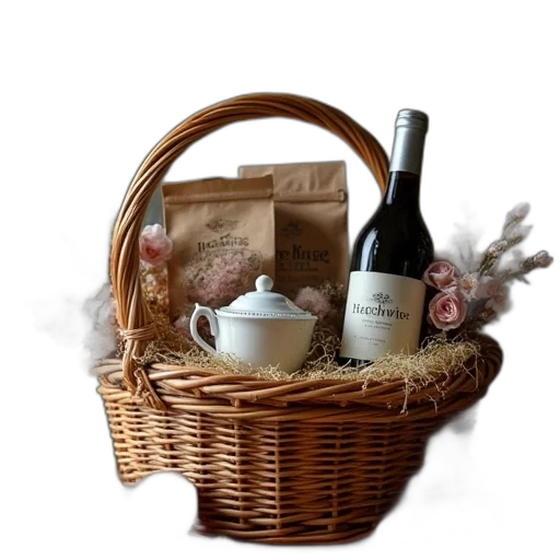 food, hamper, basket, some transparent PNG cut-out
