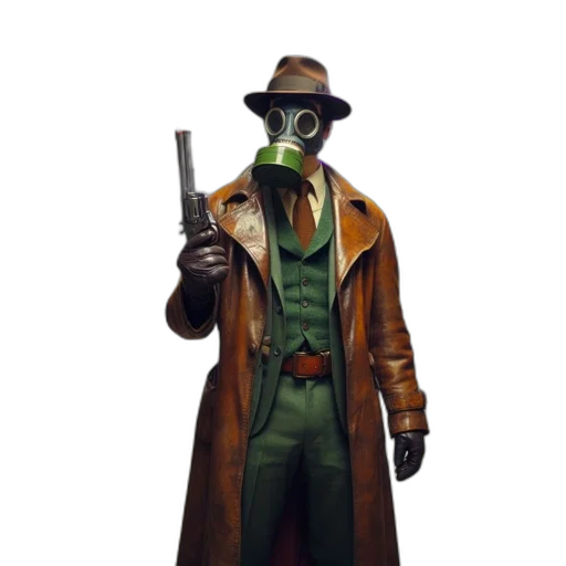 mask, jacket, staff, robot transparent PNG cut-out