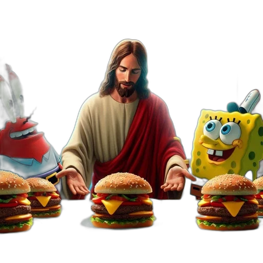 food, concept art, jesus, spongebob transparent PNG cut-out