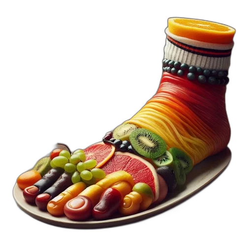shoes, food, photorealistic, 3d render transparent PNG cut-out