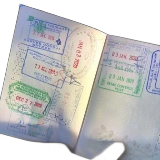 passport, multiple, visa, stamps transparent PNG cut-out