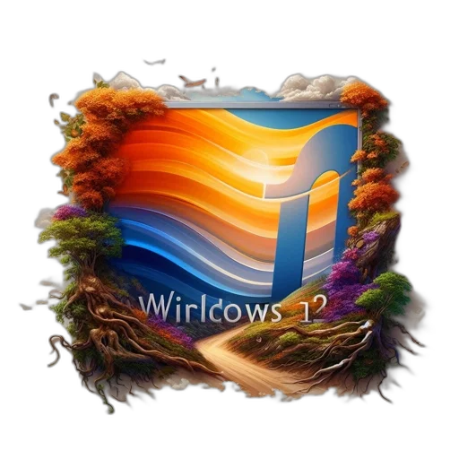 3d render, photorealistic, windows, logo transparent PNG cut-out