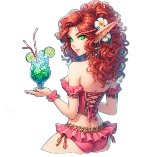 dress, staff, crown, flower transparent PNG cut-out