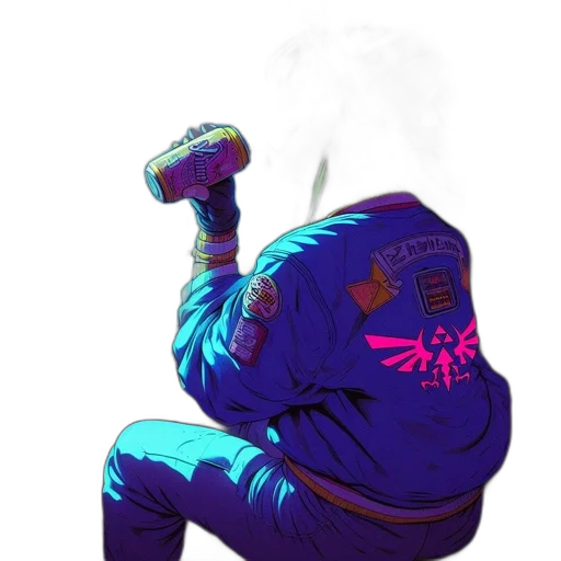 jacket, staff, mask, weapon transparent PNG cut-out