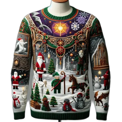 elaborate, christmas-themed, knitwear, depicted transparent PNG cut-out