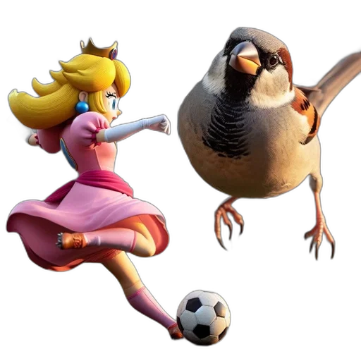 concept art, 3d render, princess, peach-like transparent PNG cut-out
