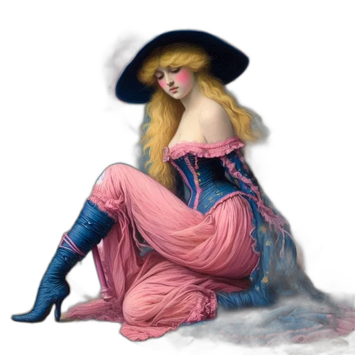 dress, hat, staff, face transparent PNG cut-out