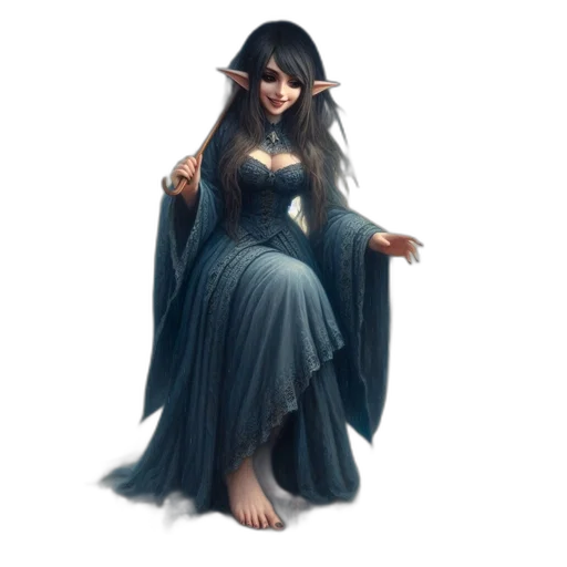 dress, dragon, staff, fantasy art transparent PNG cut-out