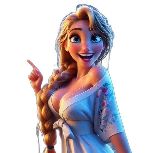 dress, crown, face, staff transparent PNG cut-out