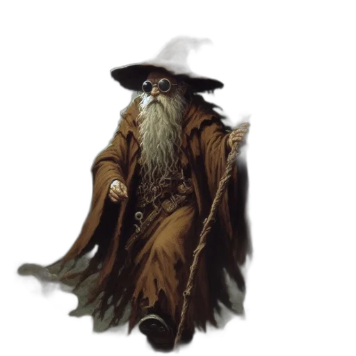 hat, staff, mask, creature transparent PNG cut-out
