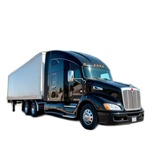 black, semi-truck, white, logo transparent PNG cut-out