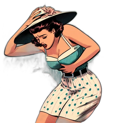 dress, hat, comic book art, cartoon transparent PNG cut-out