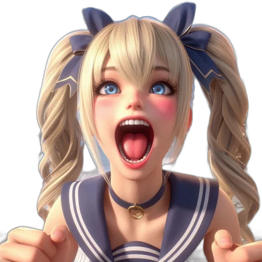 face, 3d render, anime, photorealistic transparent PNG cut-out