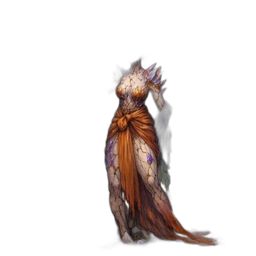 dress, dragon, creature, staff transparent PNG cut-out