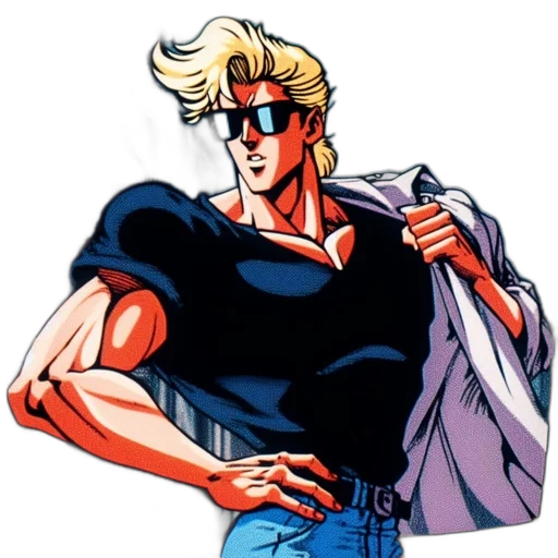 jacket, weapon, comic book art, cartoon transparent PNG cut-out