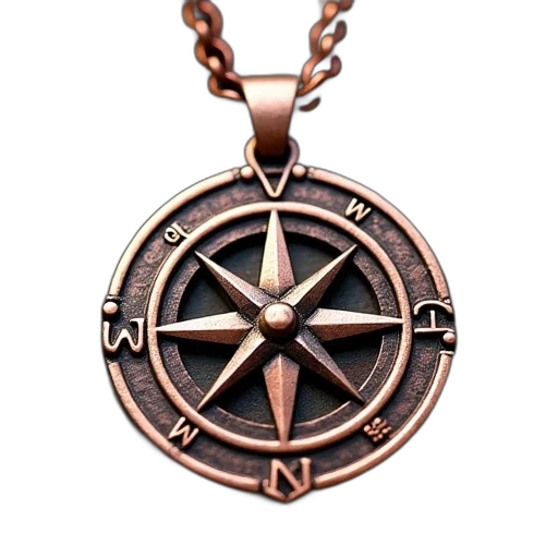 jewelry, engraved, copper, compass transparent PNG cut-out