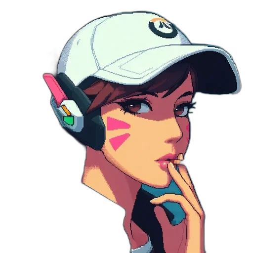 face, hat, vaporwave, anime transparent PNG cut-out
