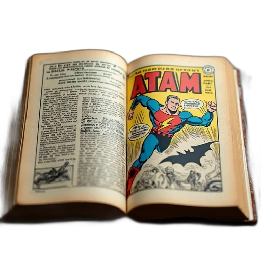 comic book art, comic, book, open transparent PNG cut-out