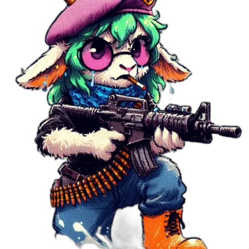 weapon, animal, pixel art, watercolor transparent PNG cut-out