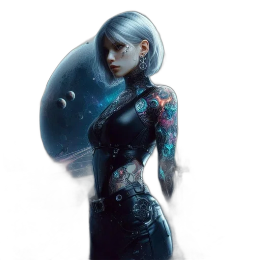 robot, dress, concept art, cyberpunk transparent PNG cut-out