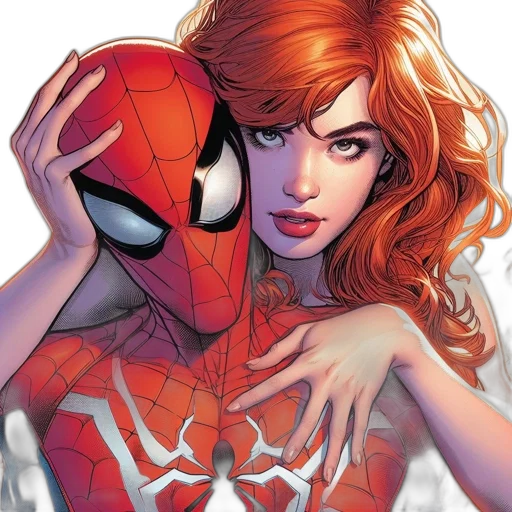 comic book art, concept art, spider-man, mary transparent PNG cut-out