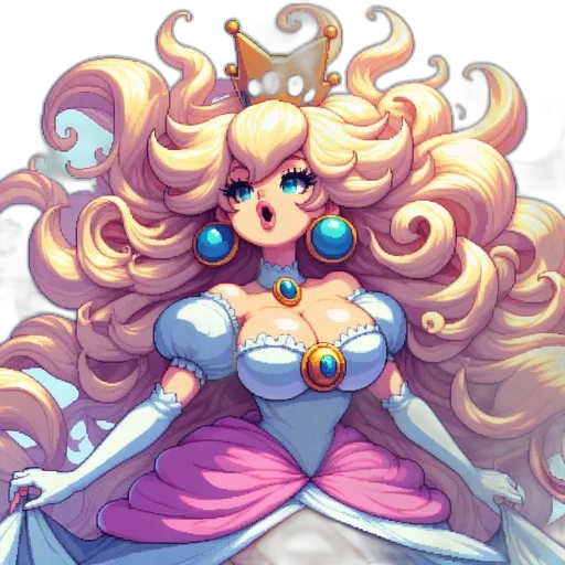 crown, dress, hair, pixel art transparent PNG cut-out