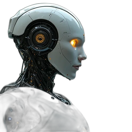 robot, 3d render, concept art, cyberpunk transparent PNG cut-out