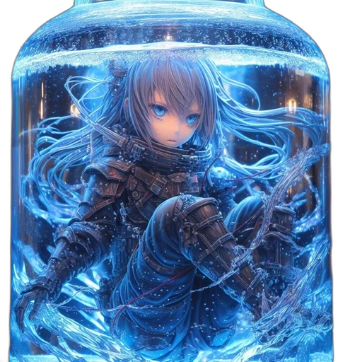 bottle, dress, hair, dragon transparent PNG cut-out