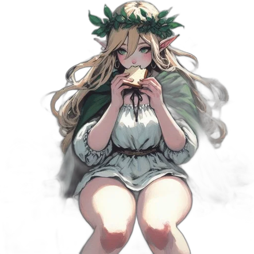 dress, crown, flower, creature transparent PNG cut-out
