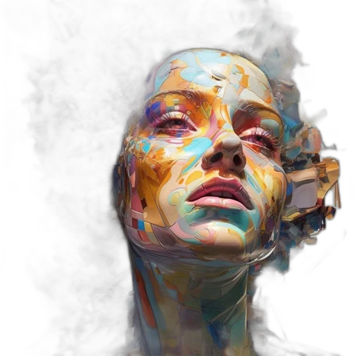 face, mask, photorealistic, oil painting transparent PNG cut-out