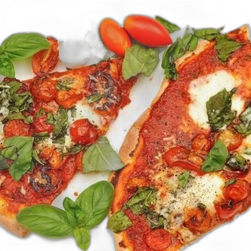 food, two, slices, margherita transparent PNG cut-out