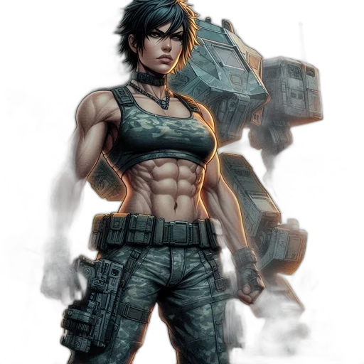 comic book art, concept art, cyberpunk, fantasy art transparent PNG cut-out