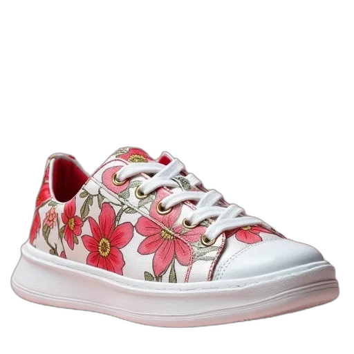 shoes, womens, red, white transparent PNG cut-out