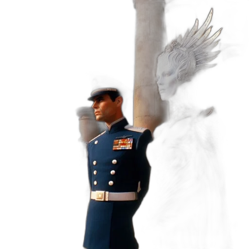 staff, jacket, weapon, hat transparent PNG cut-out
