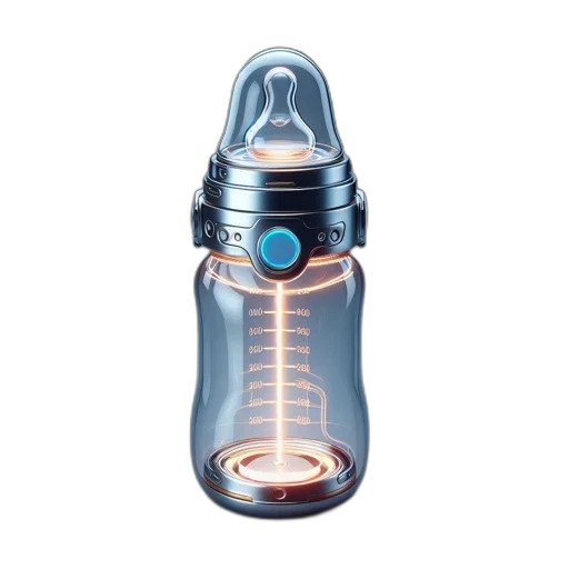 bottle, 3d render, futuristic, baby transparent PNG cut-out