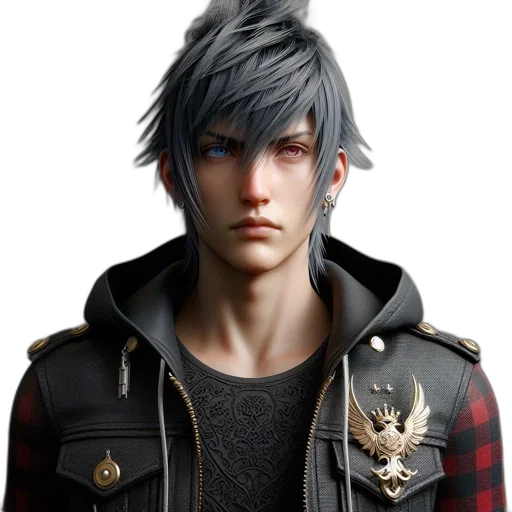 jacket, face, 3d render, concept art transparent PNG cut-out