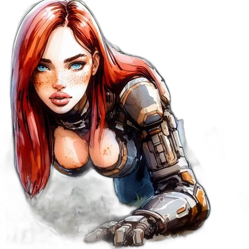comic book art, concept art, fantasy art, watercolor transparent PNG cut-out